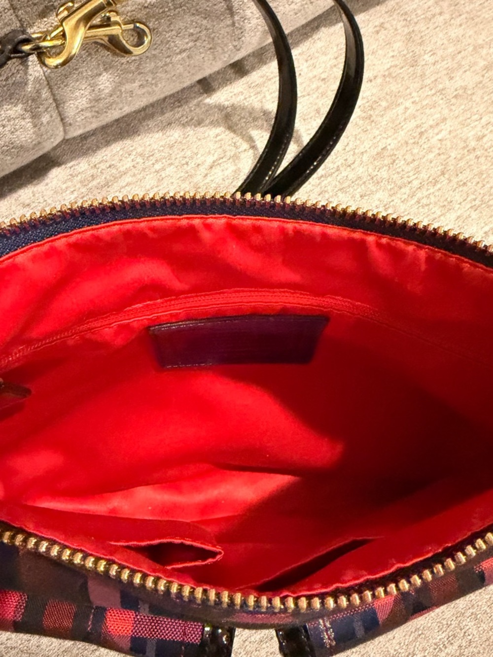 Coach Navy and Red Plaid Signature Shoulder Bag - Picture 4 of 5